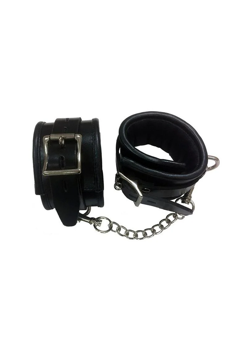 Rouge Padded Leather Adjustable Wrist Cuffs - Image 2