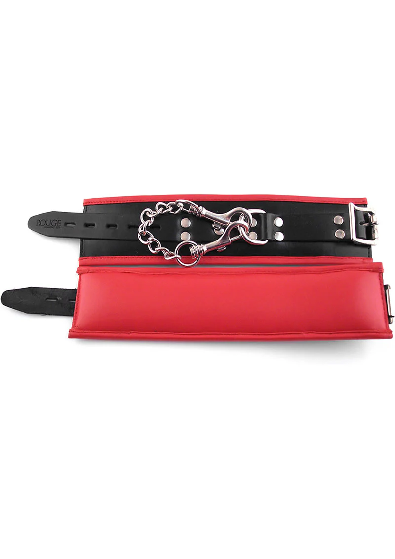 Rouge Padded Leather Adjustable Wrist Cuffs - Image 6