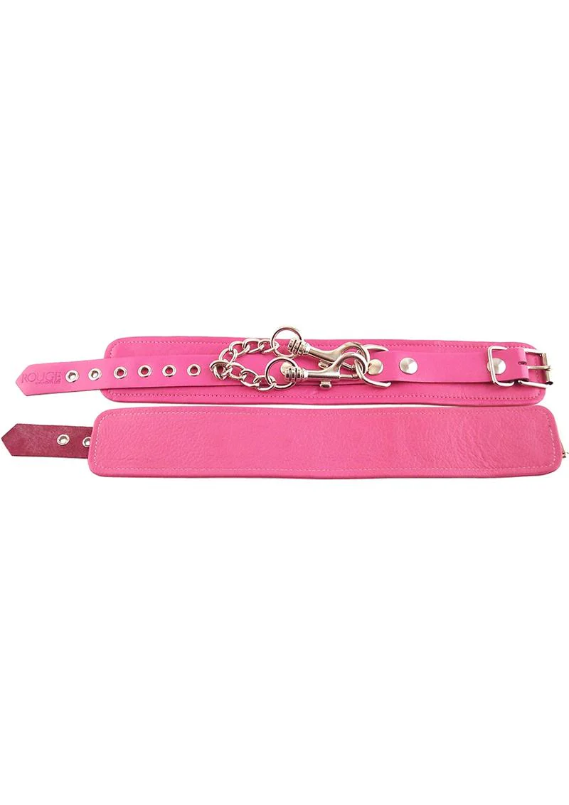 Rouge Plain Leather Adjustable Ankle Cuffs - Image 4