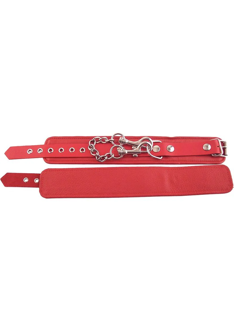 Rouge Plain Leather Adjustable Ankle Cuffs - Image 6