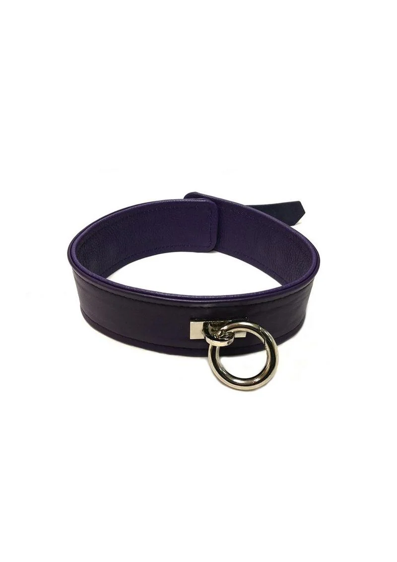 Rouge Plain Leather Adjustable Collar 1 Ring - Image 11