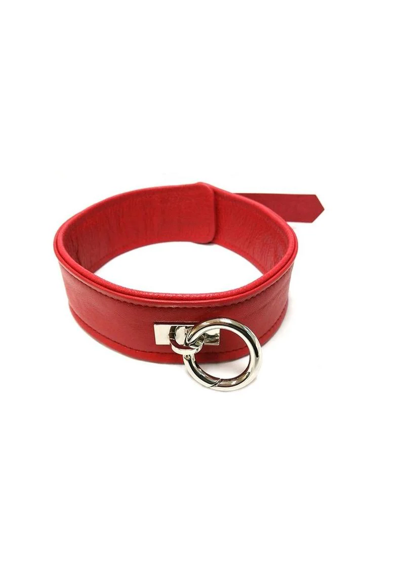 Rouge Plain Leather Adjustable Collar 1 Ring - Image 14
