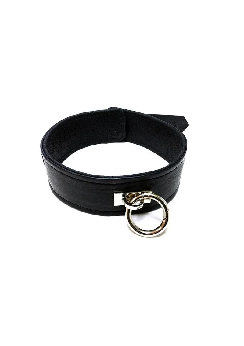 Rouge Plain Leather Adjustable Collar 1 Ring - Image 3