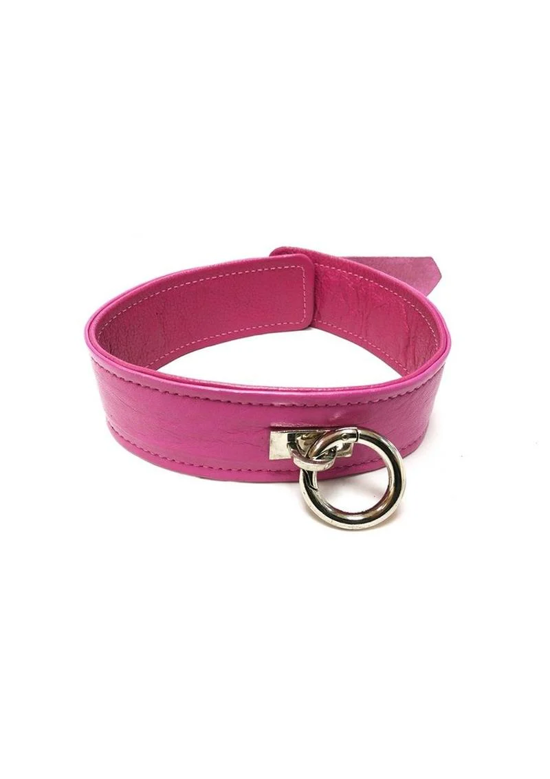 Rouge Plain Leather Adjustable Collar 1 Ring - Image 8