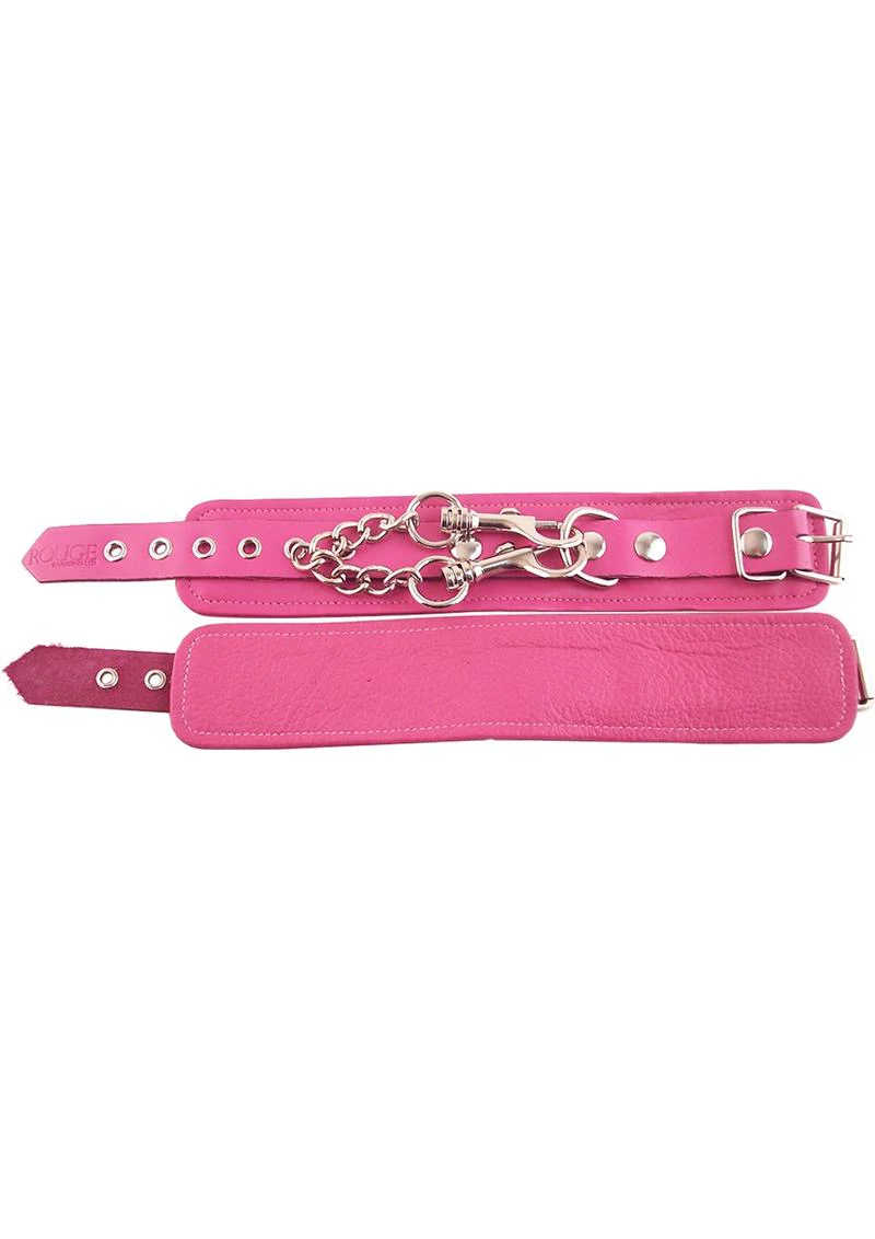 Rouge Plain Leather Adjustable Wrist Cuffs - Image 5