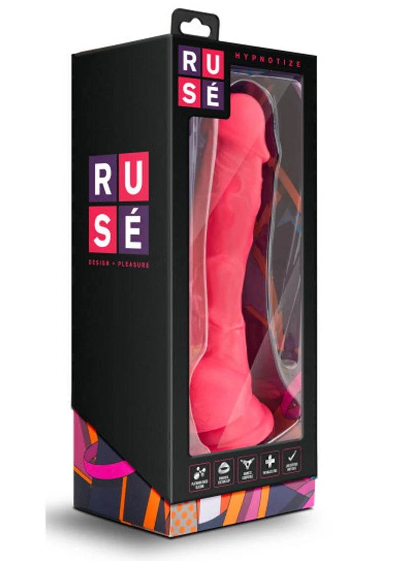 Ruse Hypnotize Silicone Dildo with Balls 7.5in - Cerise - Image 2