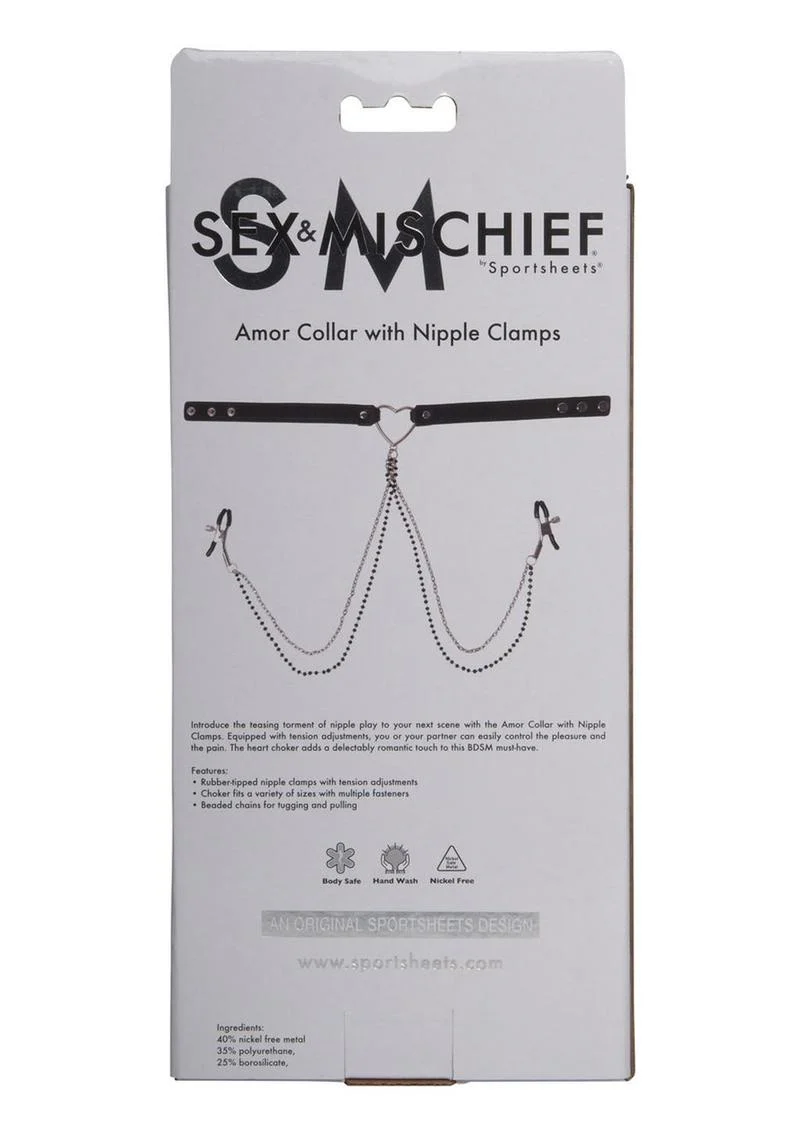 Sex and Mischief Amor Collar with Nipple Clamps - Image 3