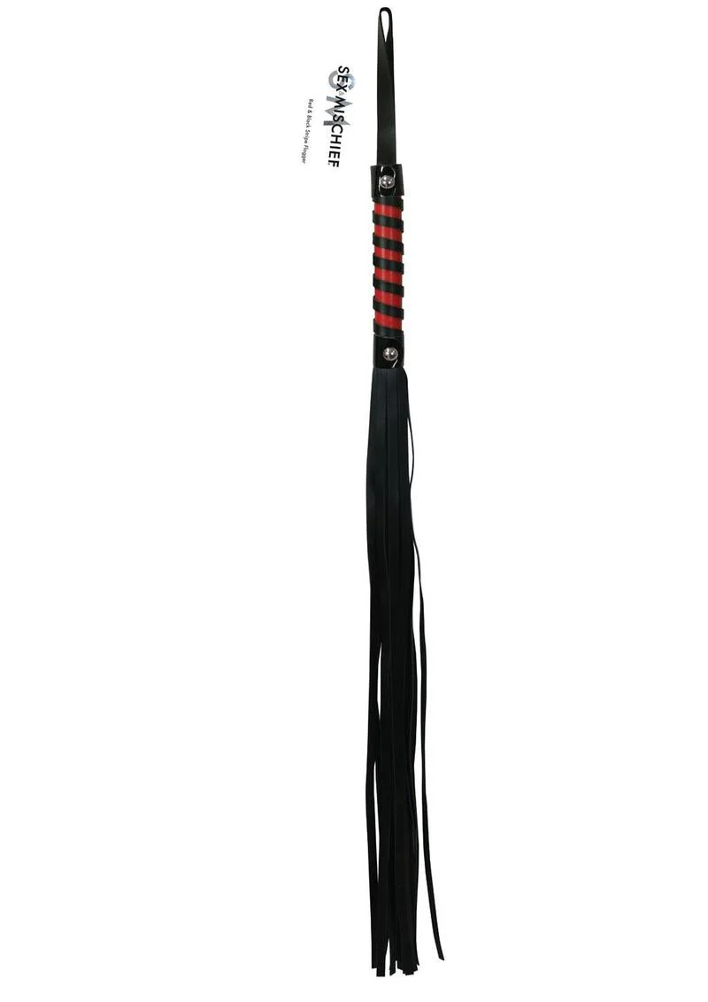 Sex and Mischief Red and Black Stripe Flogger - Image 2