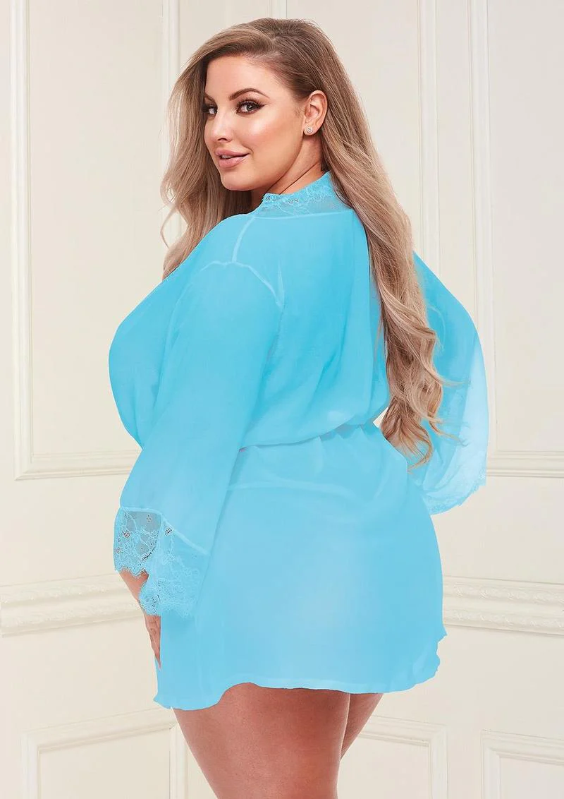 Sheer Chiffon and Lace Robe - Image 10
