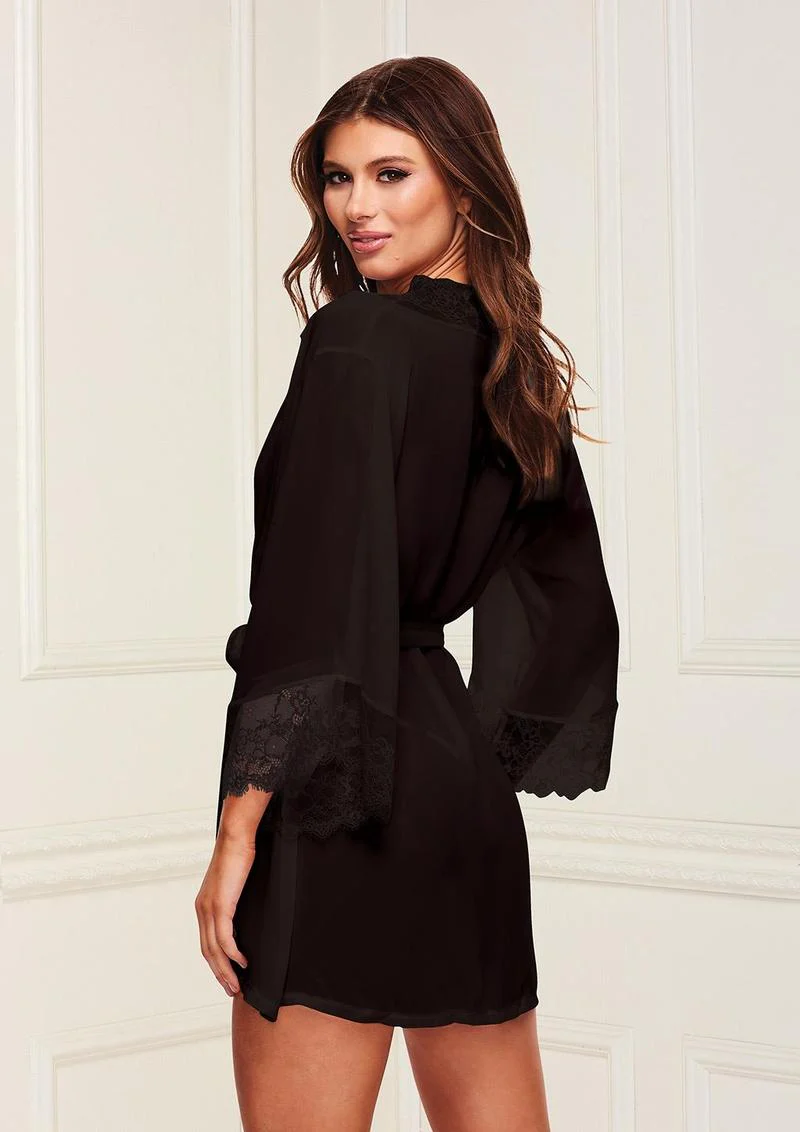 Sheer Chiffon and Lace Robe - Image 6
