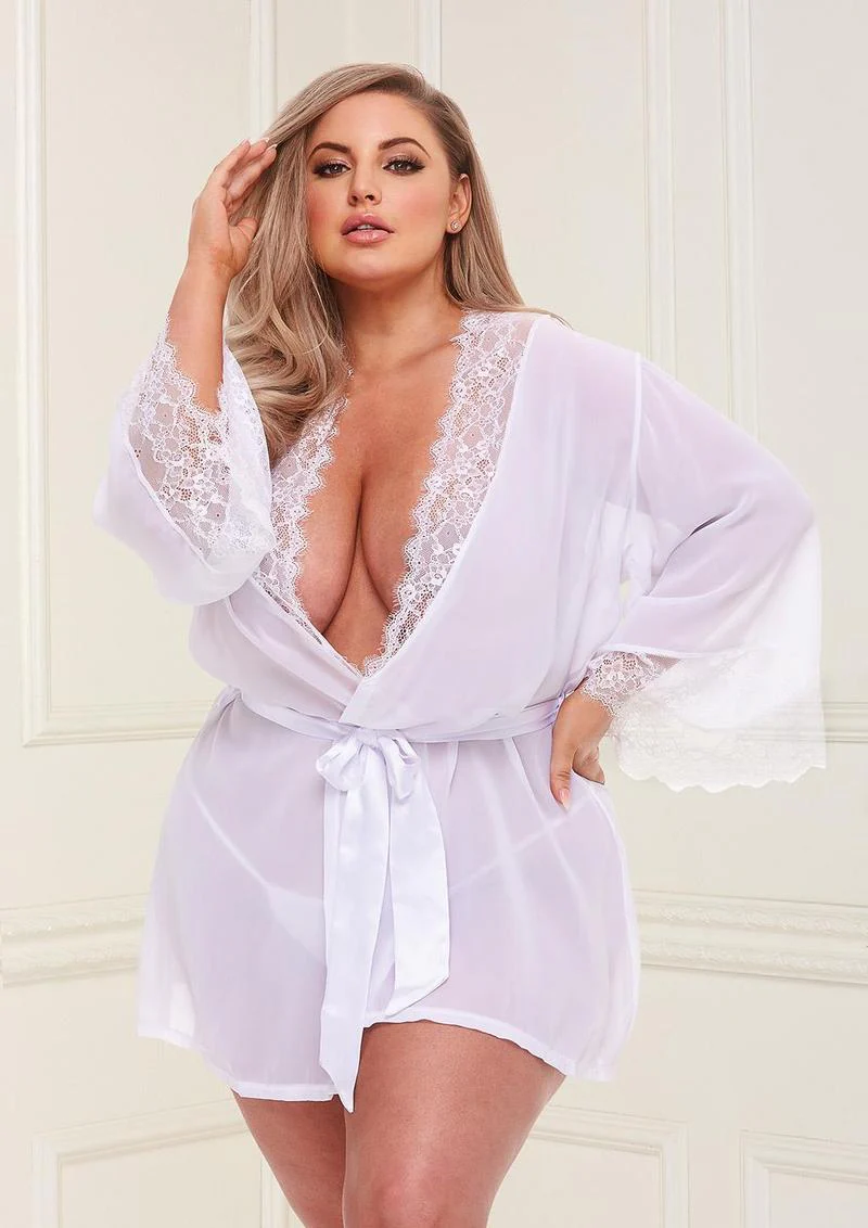 Sheer Chiffon and Lace Robe - Image 7
