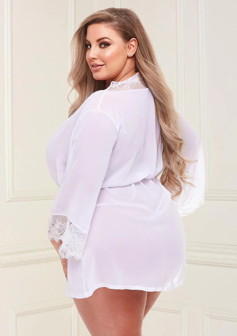 Sheer Chiffon and Lace Robe - Image 8
