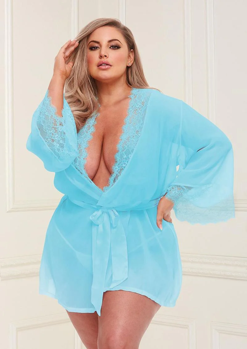 Sheer Chiffon and Lace Robe - Image 9