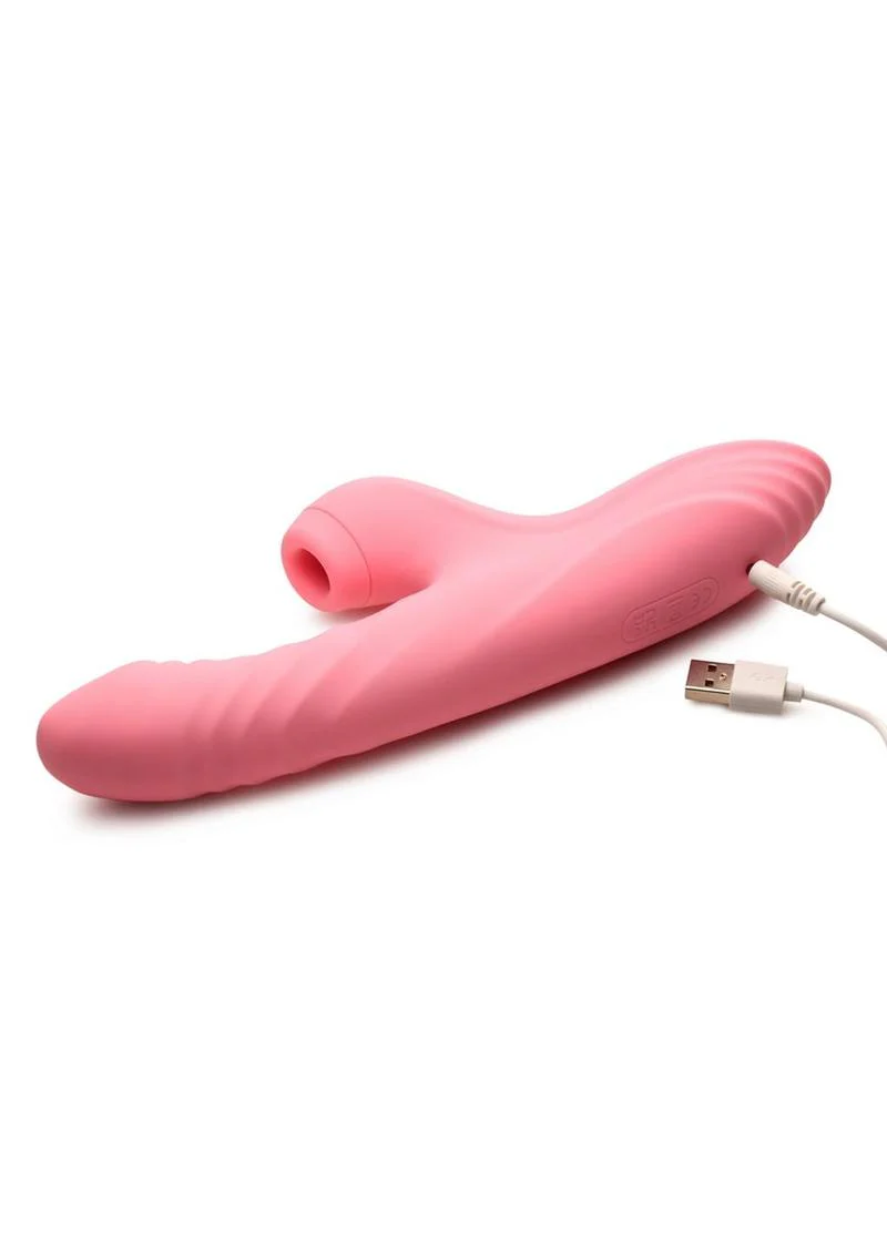 Shegasm Candy-Thrust Rechargeable Silicone Thrusting and Sucking Rabbit Vibrator - Image 4
