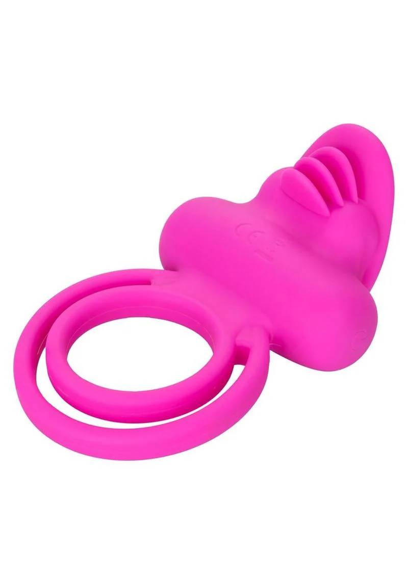 Silicone Rechargeable Dual Clit Flicker Vibrating Cockring Multispeed Waterproof - Image 3