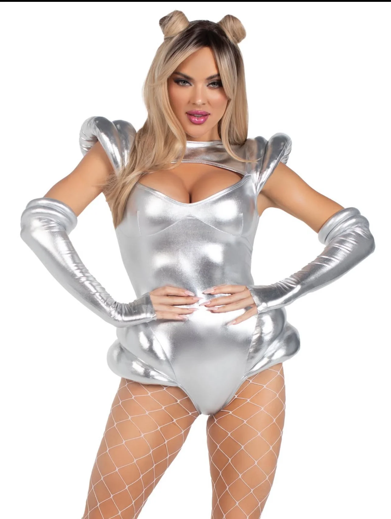 silver Alien Girl Costume - Image 4