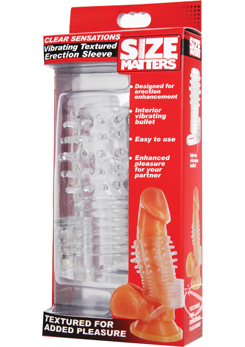 Size Matters Clear Sensations Vibrating Textured Erection Sleeve - Image 2