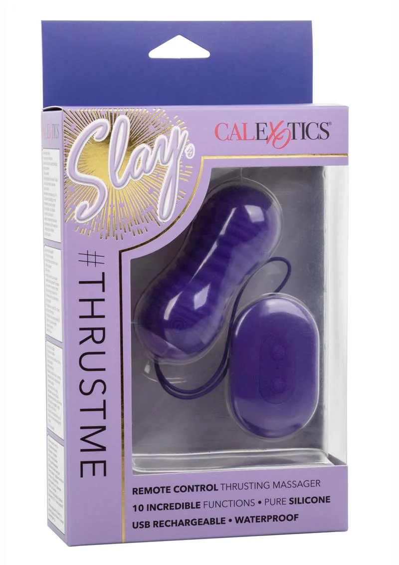 Slay #Thrustme Silicone Rechargeable Thrusting Rotating Vibrator with Remote - Image 2