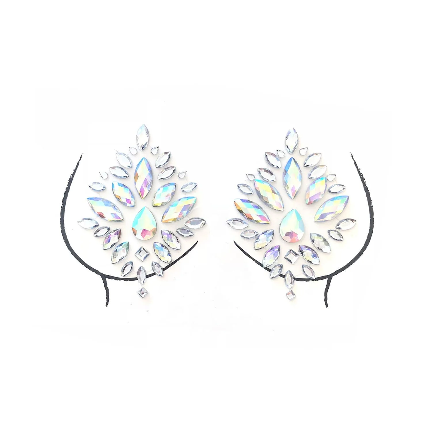 Stardust Iridescent Crystal Jewel Nipple Pasties - Image 3