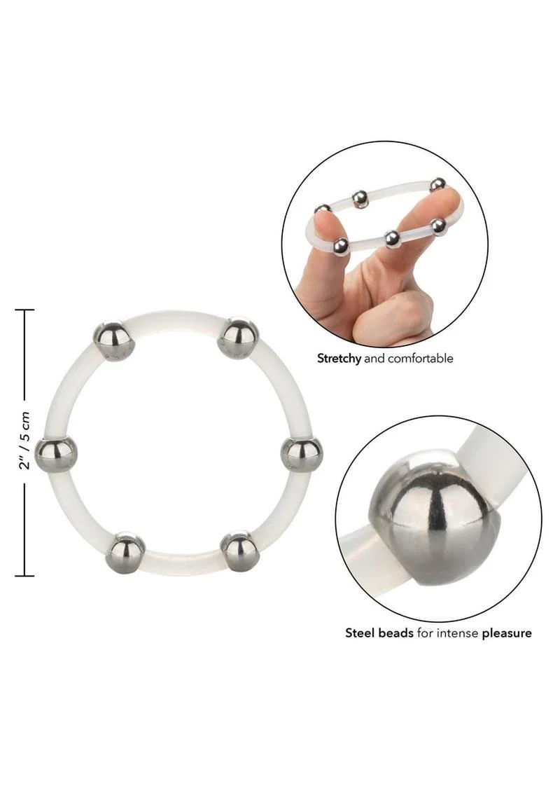 Steel Beaded Silicone Cock Ring - Image 7