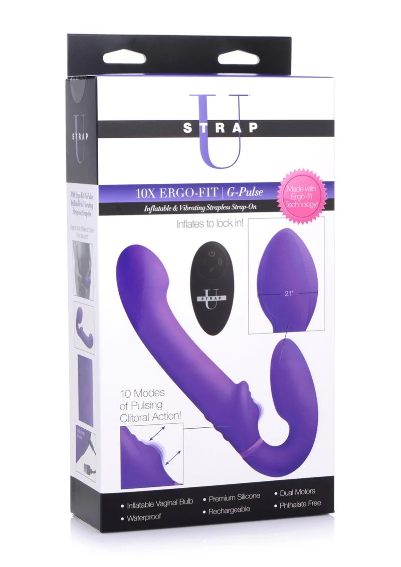 Strap U Ergo-Fit G-Pulse Silicone Rechargeable 10x Dual Dildo Strapless Strap-On with Remote Control - Image 2