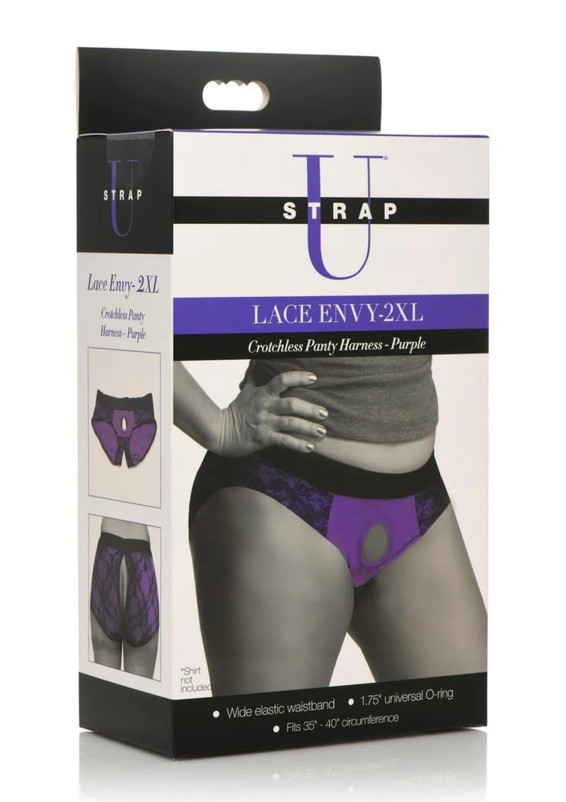 Strap U Lace Envy Lace Crotchless Panty Harness - Image 9