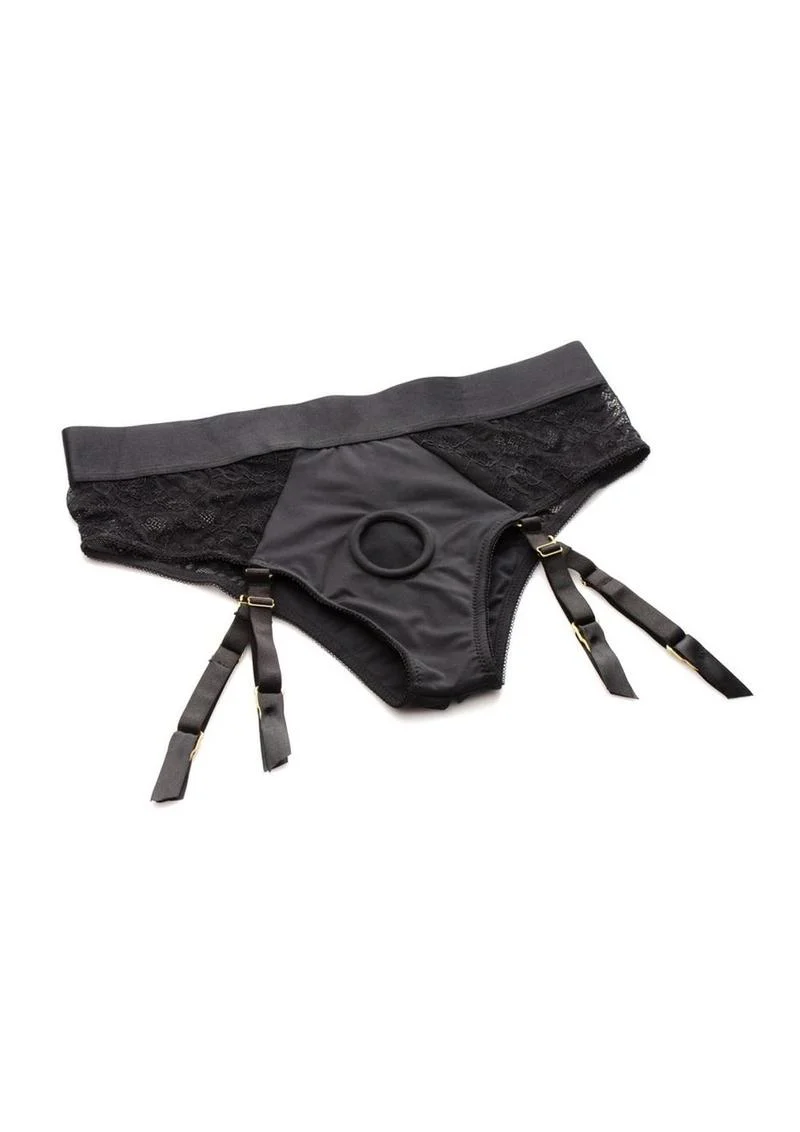Strap U Laced Seductress Lace Crotchless Panty Harness with Garter Straps - Image 7