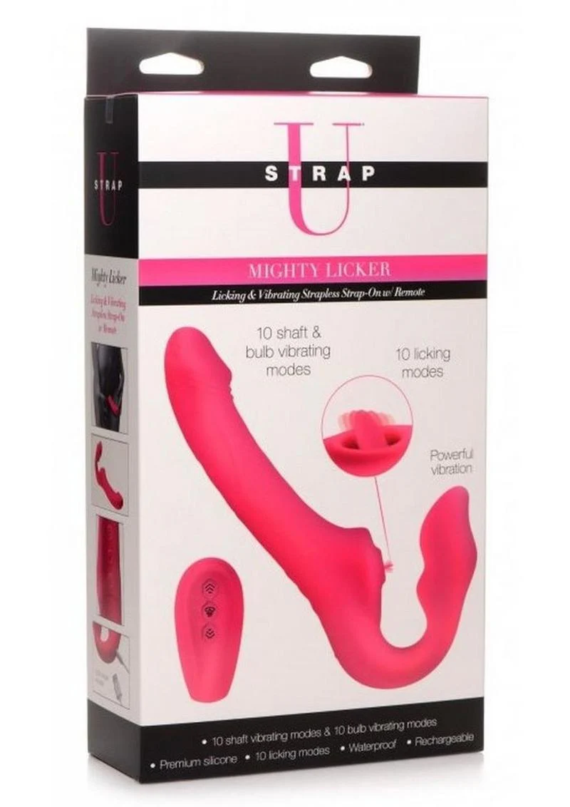 Strap U Licking Vibrating Rechargeable Silicone Strapless Strap-On with Remote Control - Image 2