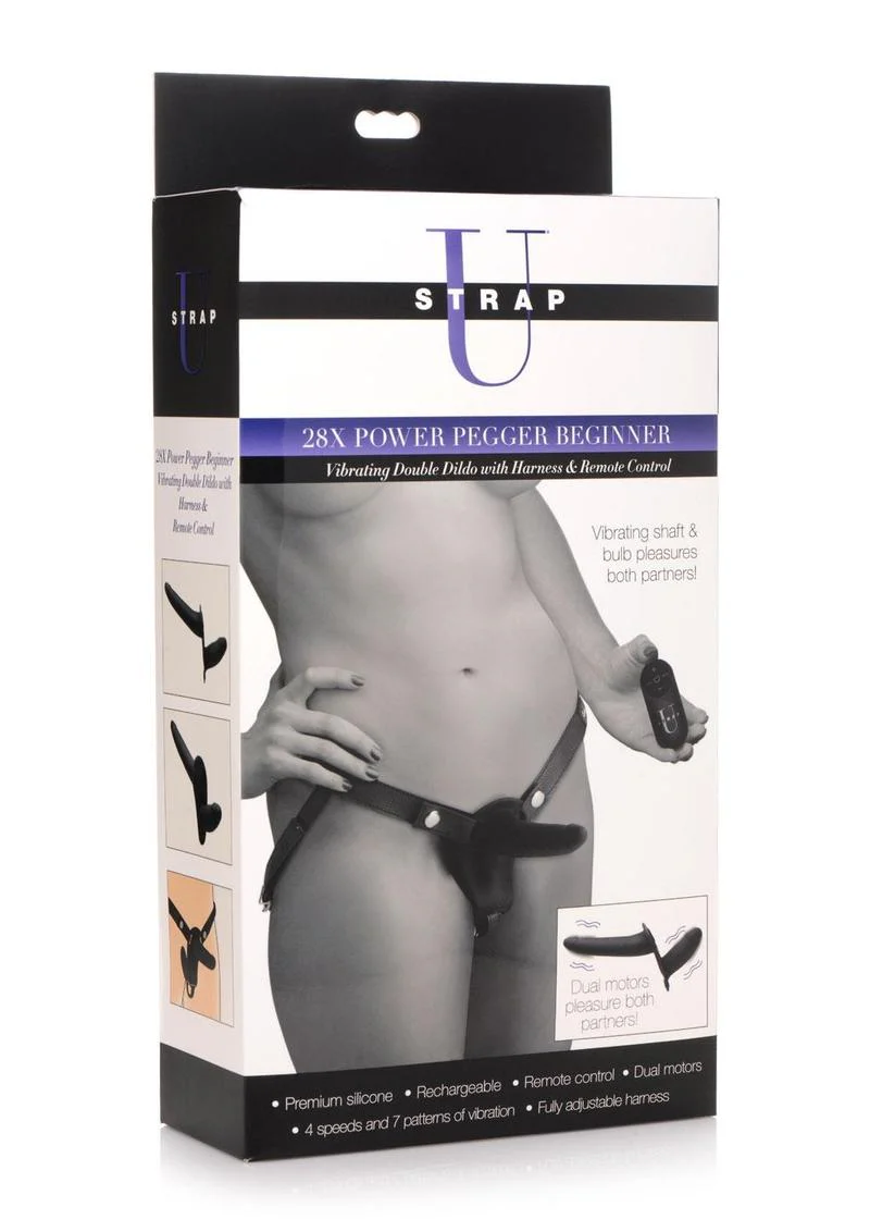 Strap U Vibrating Silicone Double Dildo with Harness and Remote Control - Image 2