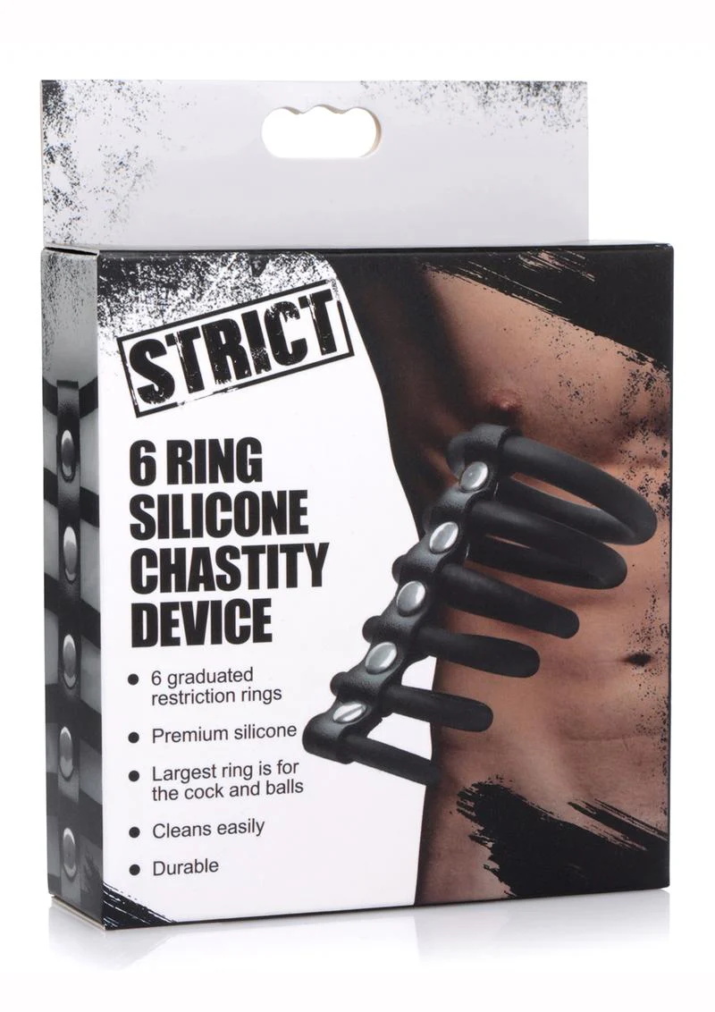 Strict 6 Ring Silicone Chastity Device - Image 2