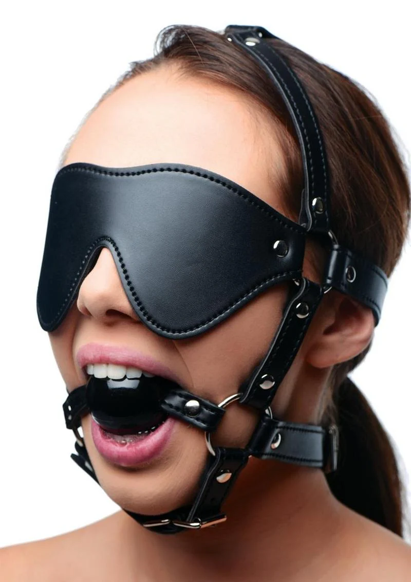 Strict Eye Mask Harness with Ball Gag - Image 3