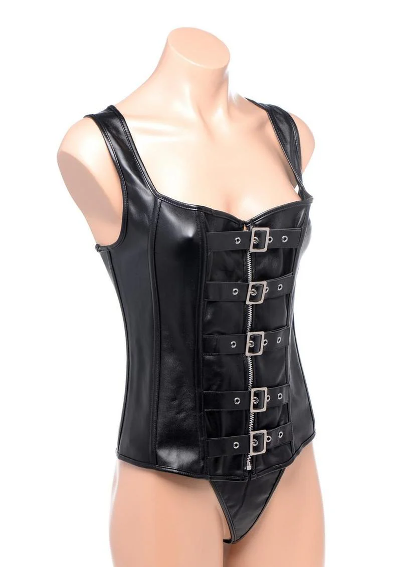 Strict Lace-Up Corset Vest and Thong - Image 3