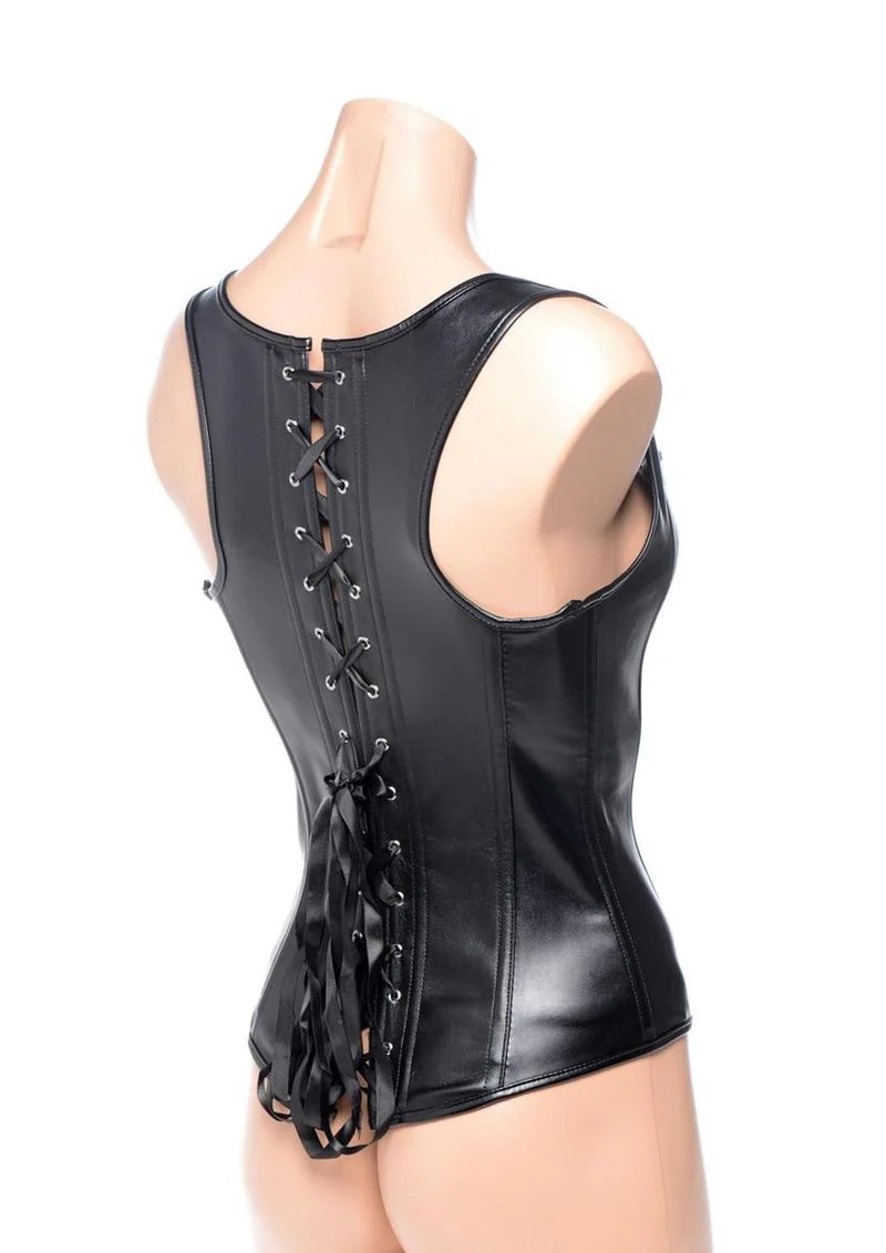 Strict Lace-Up Corset Vest and Thong - Image 4