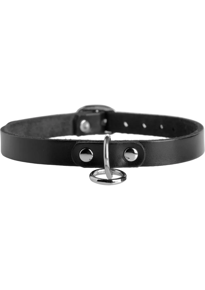 Strict Leather Unisex Leather Choker with O-Ring - S/M - Image 2