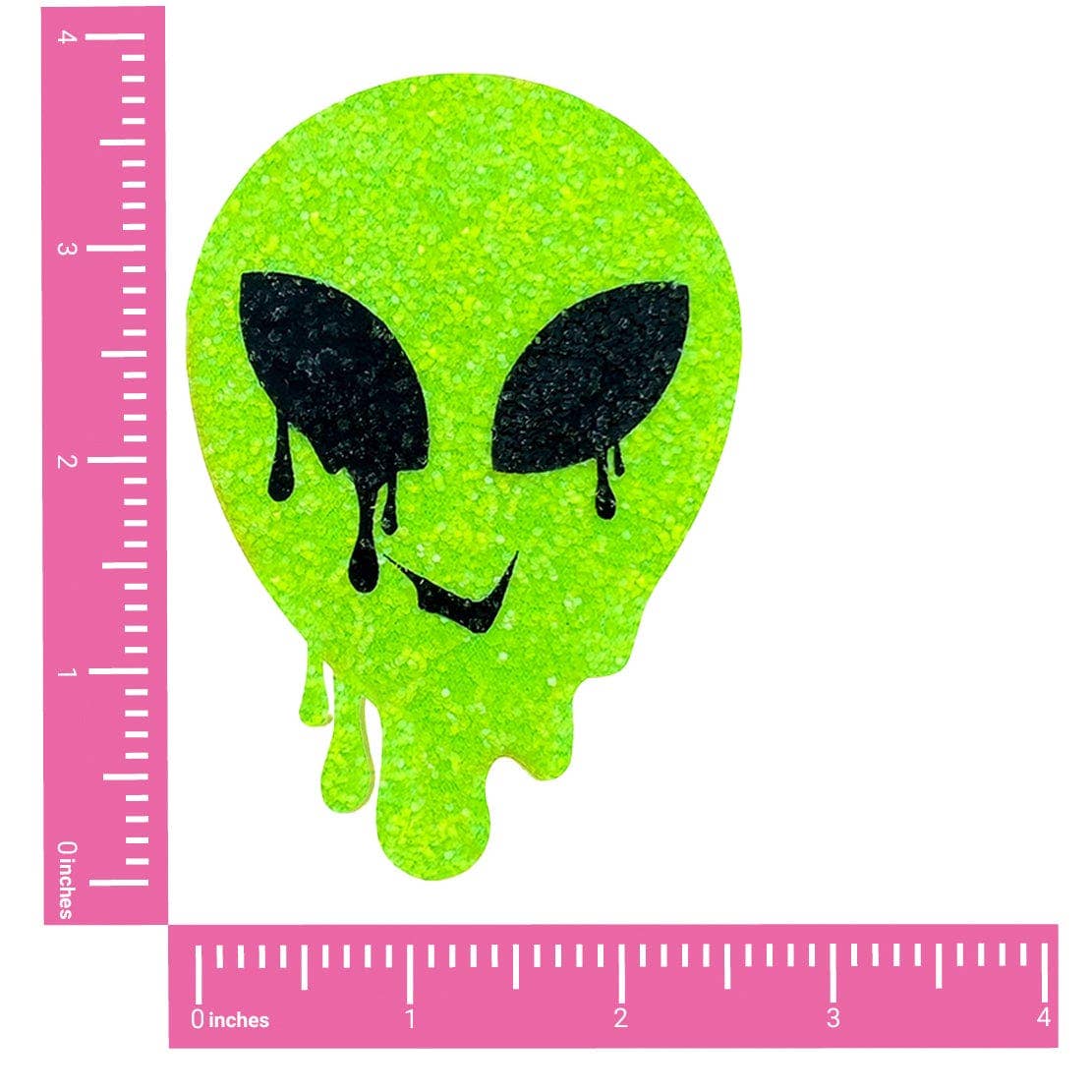 Super Sparkle Lemon Lime Blacklight Glitter Melty Alien Nipple Cover Pasties - Image 2