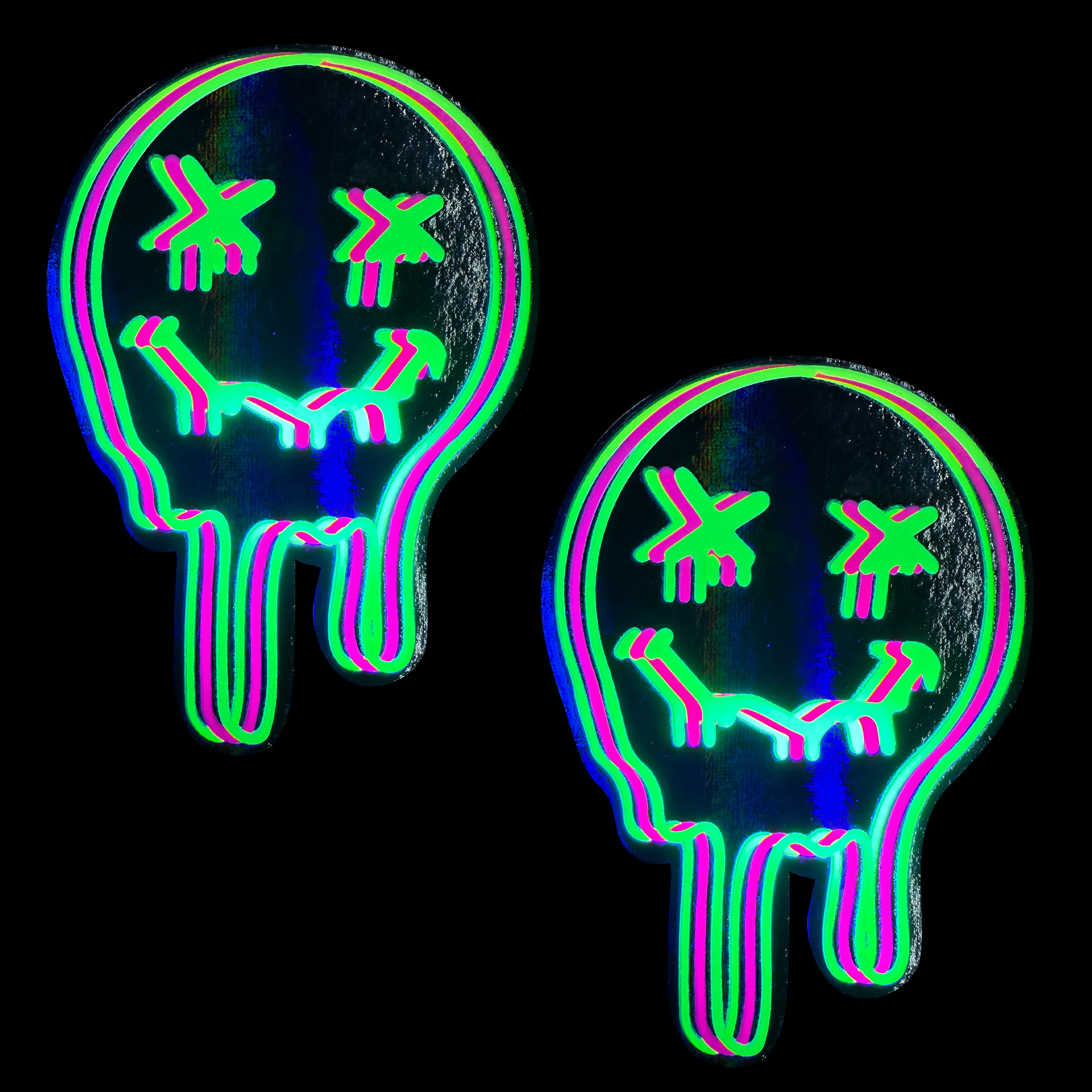 Super UV Trippy Face Neon Nipple Cover Pasties - Image 2
