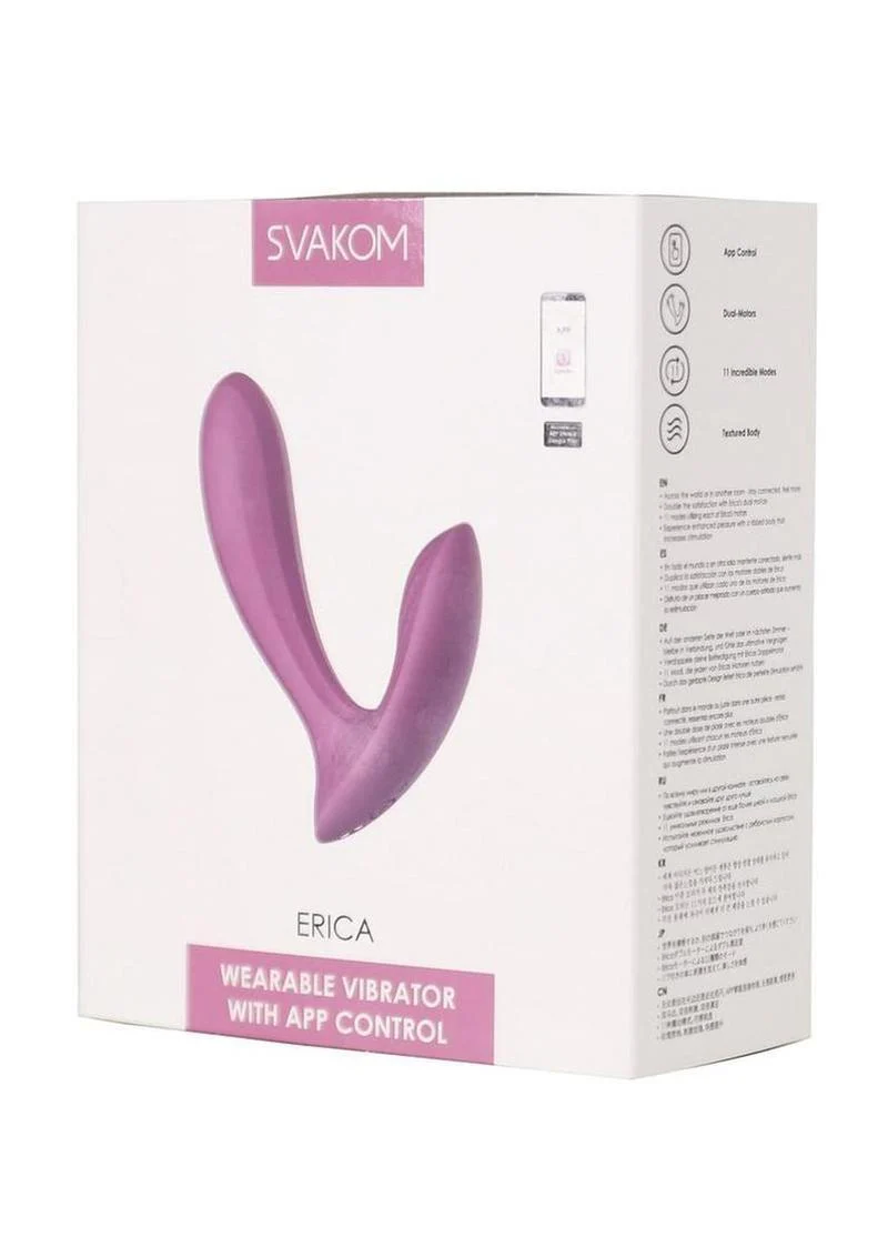 Svakom Erica Rechargeable Silicone App Compatible Dual Vibrator with Clitoral Stimulator and Remote - Image 2