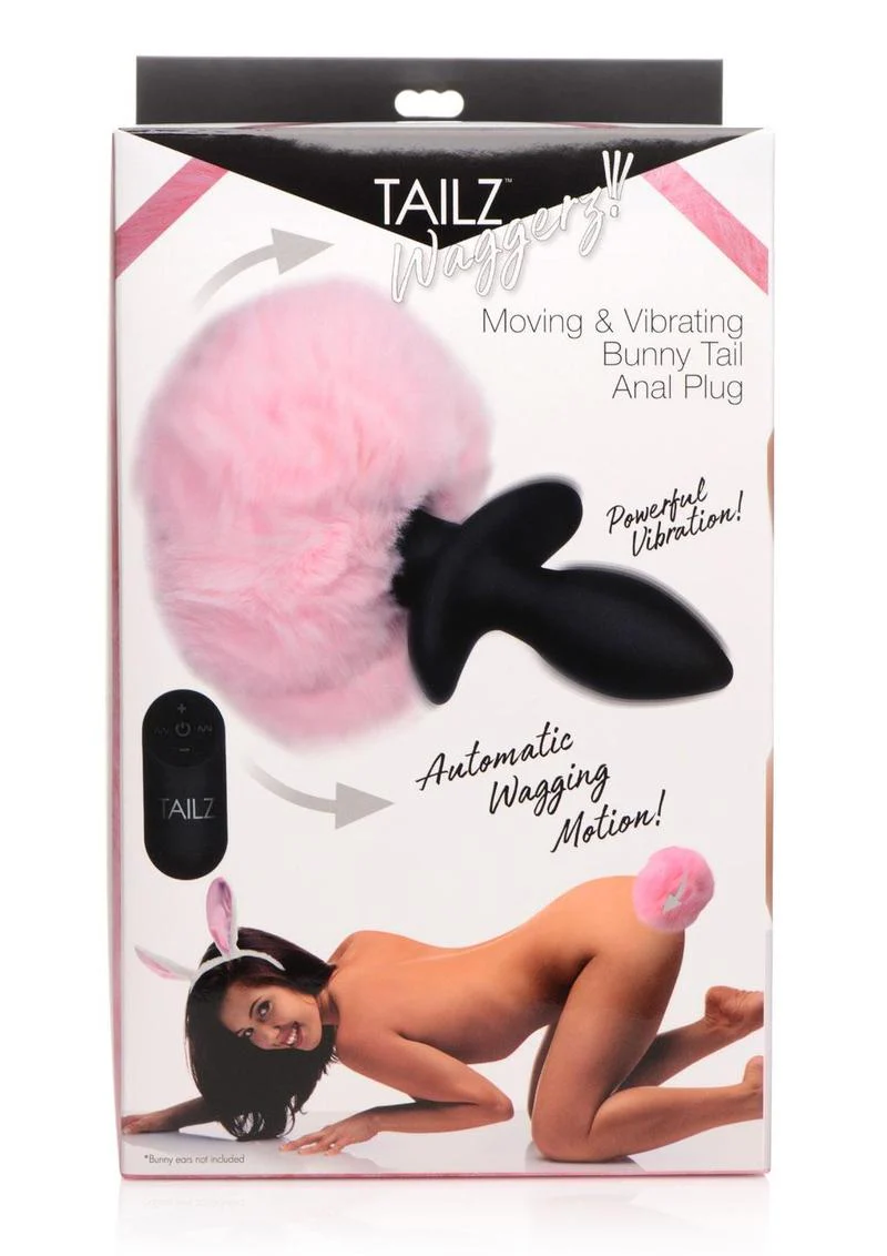 Tailz Moving and Vibrating Bunny Tails Rechargeable Silicone Anal Plug with Remote Control - Image 2