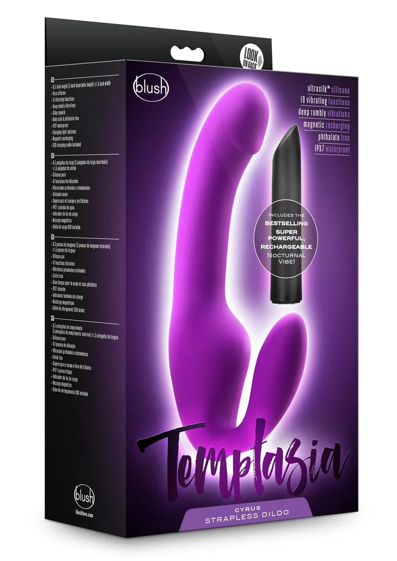 Temptasia Cyrus Strapless Silicone Vibrating Dildo with Rechargeable Bullet - Image 2