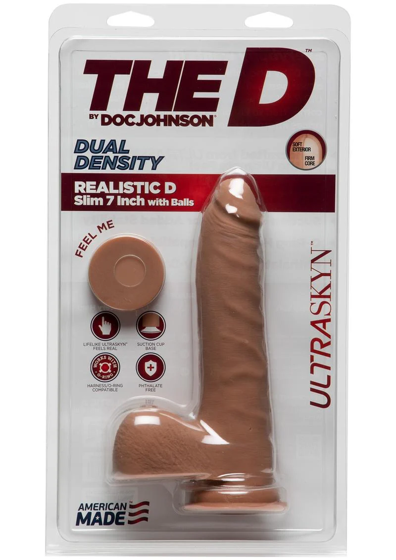 The D Realistic D Ultraskyn Slim Dildo with Balls - Image 2