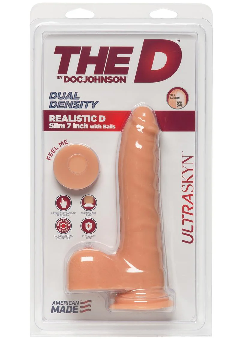 The D Realistic D Ultraskyn Slim Dildo with Balls - Image 6