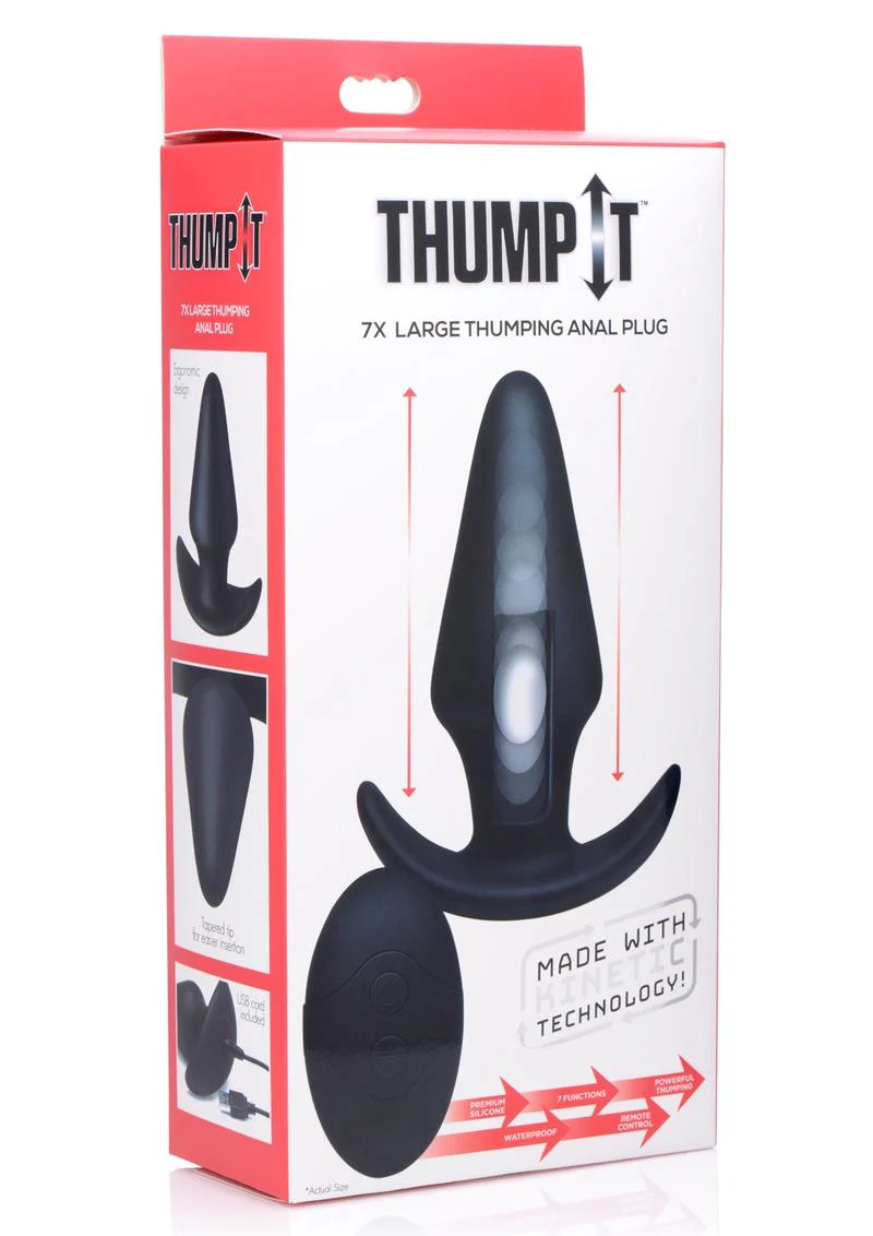 Thump-It Rechargeable Silicone Thumping Anal Plug with Remote Control - Image 6