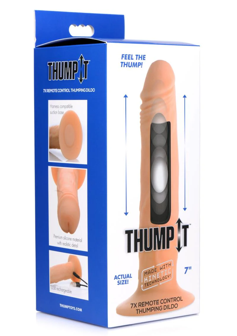 Thump It Rechargeable Silicone Thumping (Small) 7in Dildo with Remote Control - Image 2
