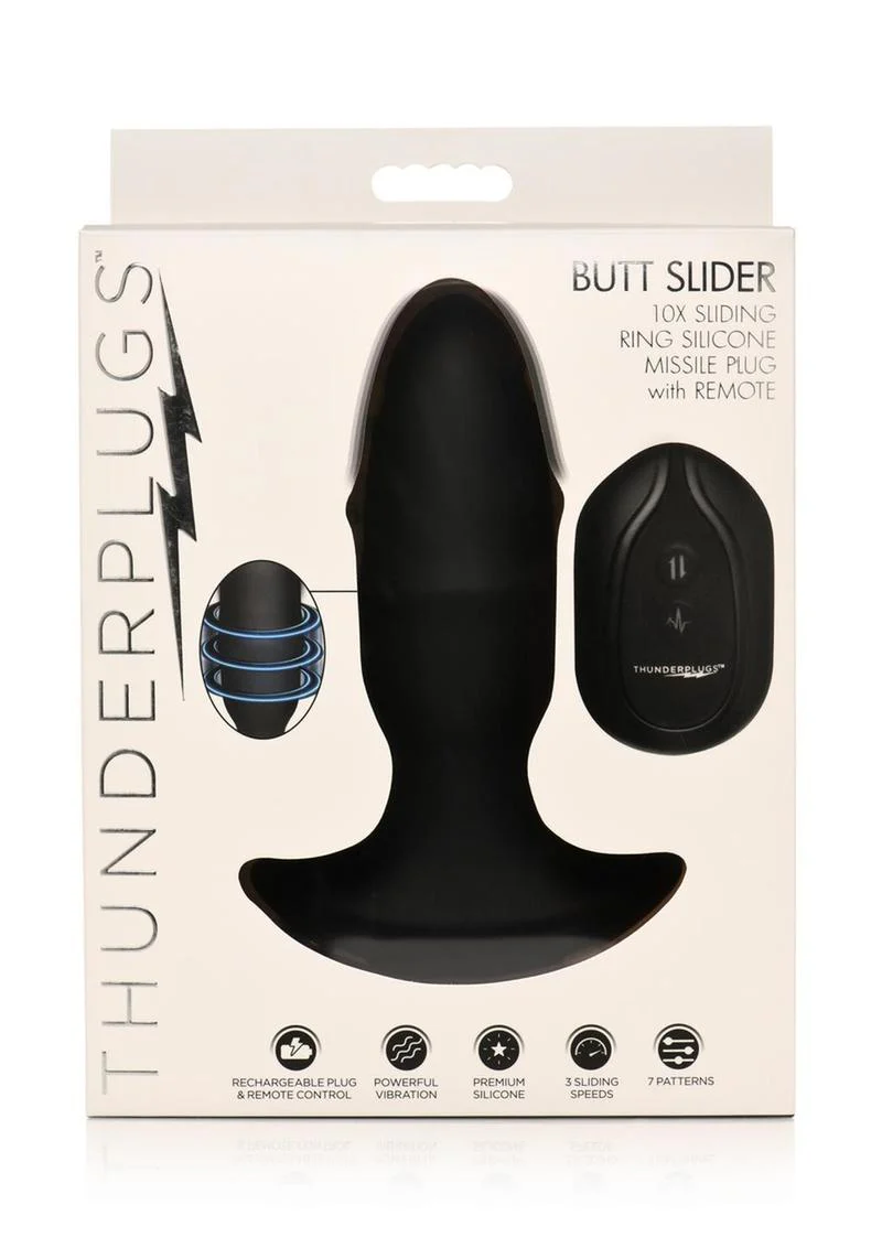 Thunder Plug Butt Slider 7x Sliding Ring Silicone Rechargeable Missle Plug with Remote Control - Image 2