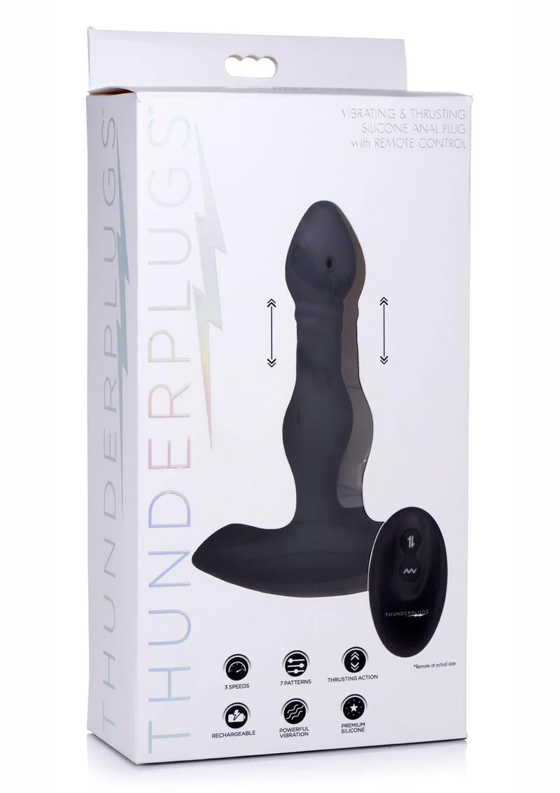 Thunder Plugs Vibrating and Thrusting Silicone Rechargeable Plug with Remote Control - Image 2