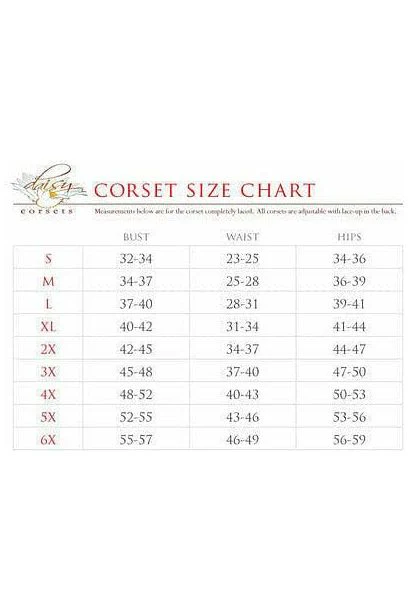 Top Drawer Black/Red Swirl Brocade Steel Boned Overbust Corset w/Buckles - Image 2