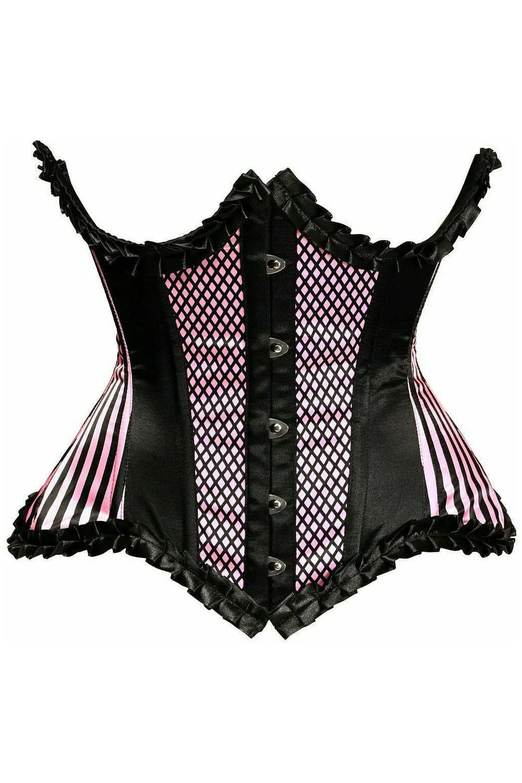 Top Drawer Pink Burlesque Underwire Curvy Cut Waist Cincher Corset - Image 3
