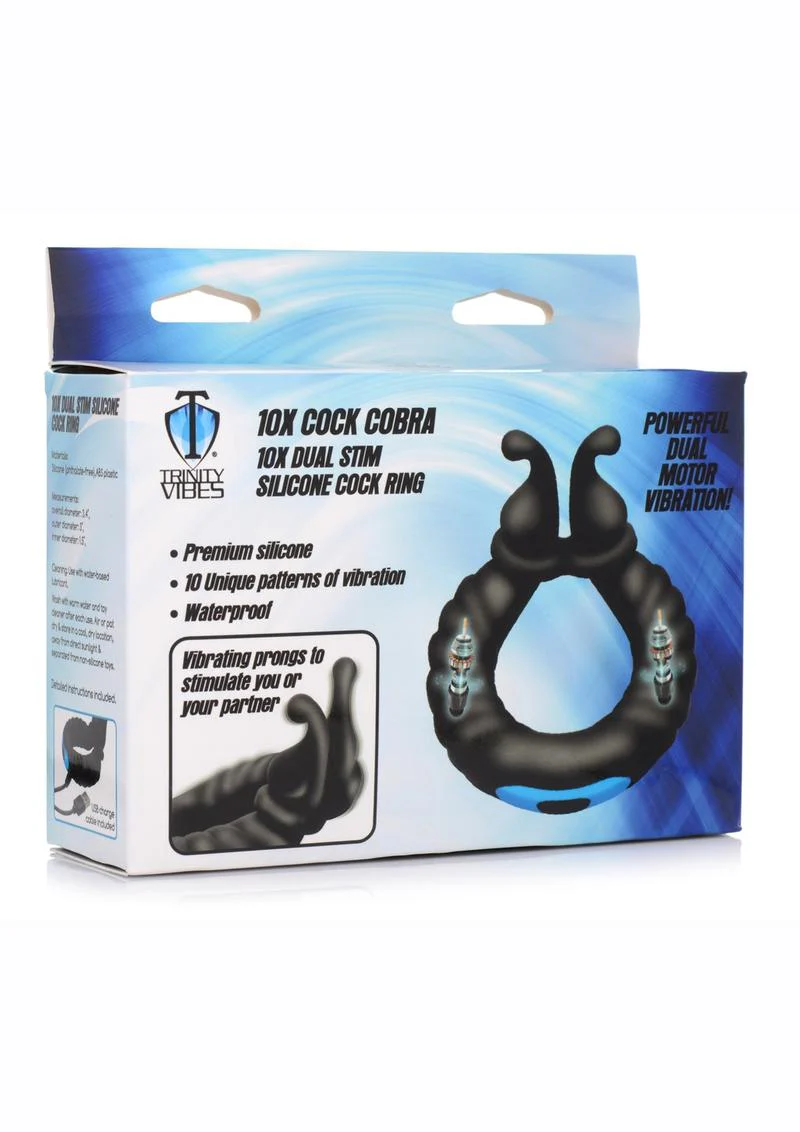 Trinity Men 10x Cock Cobra Dual Stimulating Rechargeable Silicone Cock Ring - Image 2