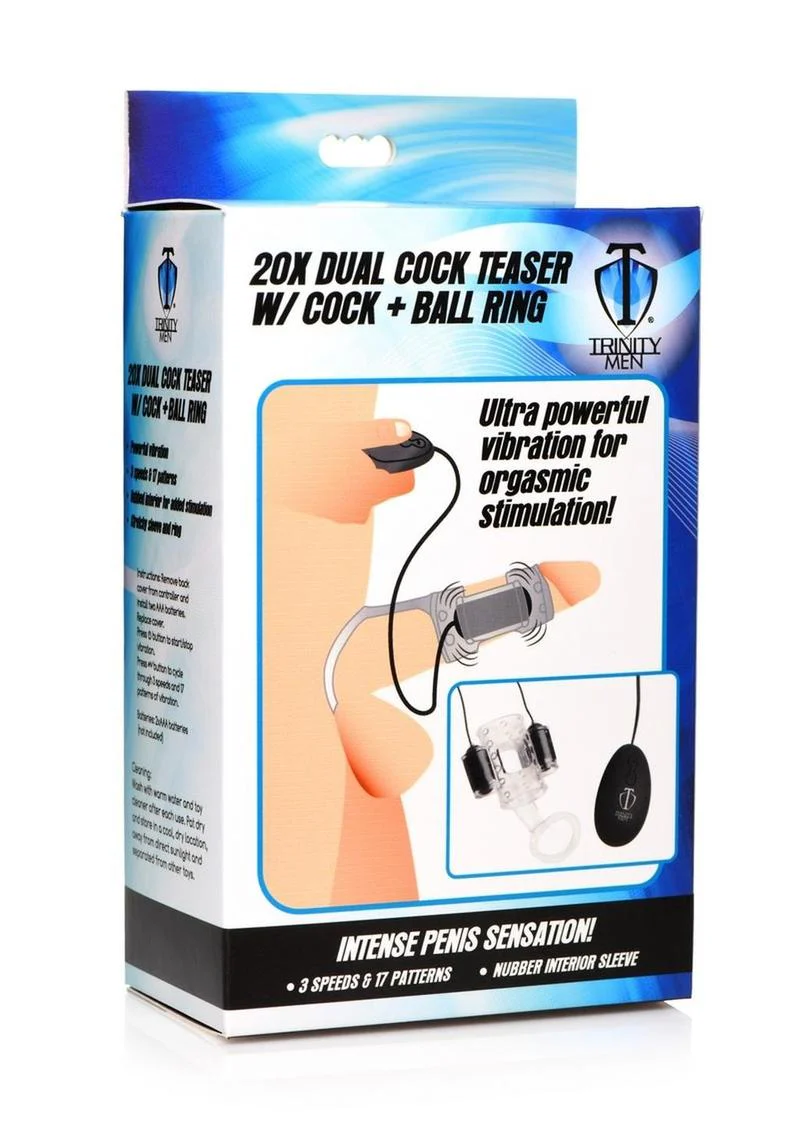 Trinity Men 20x Dual Cock Teaser with Cock and Ball Ring - Image 2