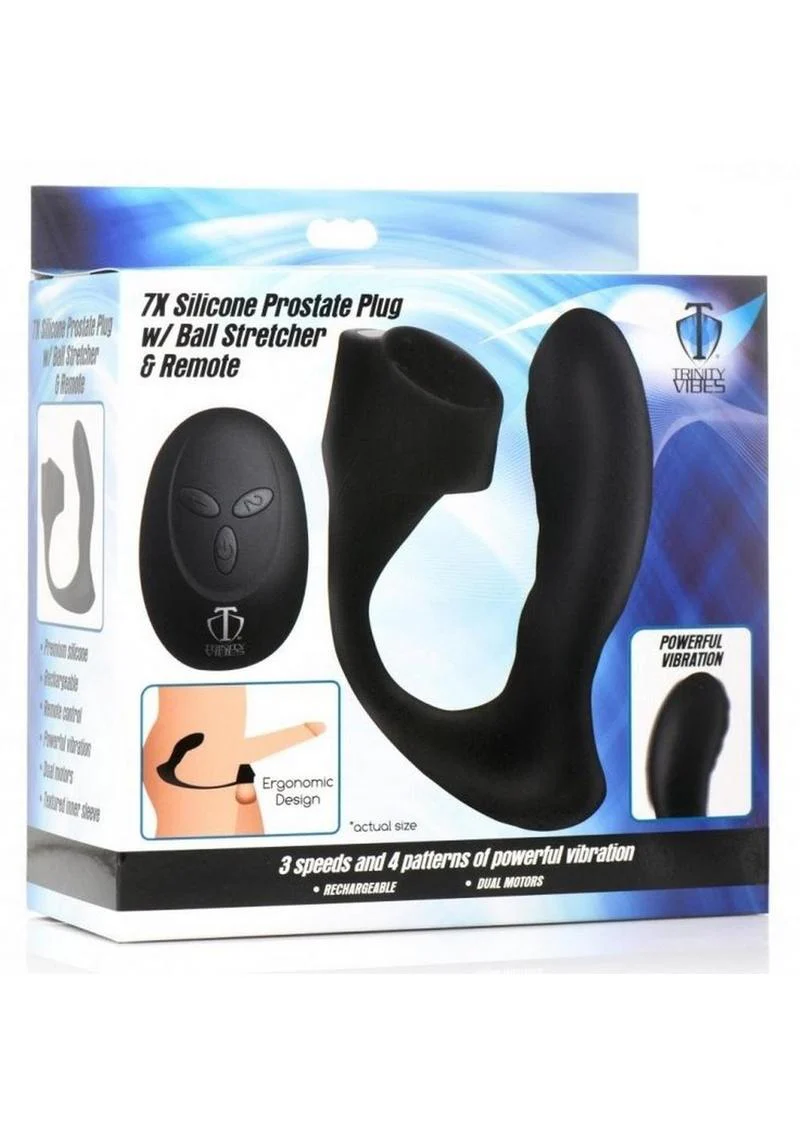 Trinity Men 7x Silicone Prostate Plug with Ball Stretcher and Remote Control - Image 2